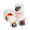 Four-inch cake box, portable transparent disposable small cake box, cut into pieces, mille-feuille cake, baking plastic small pastry box Item Picture